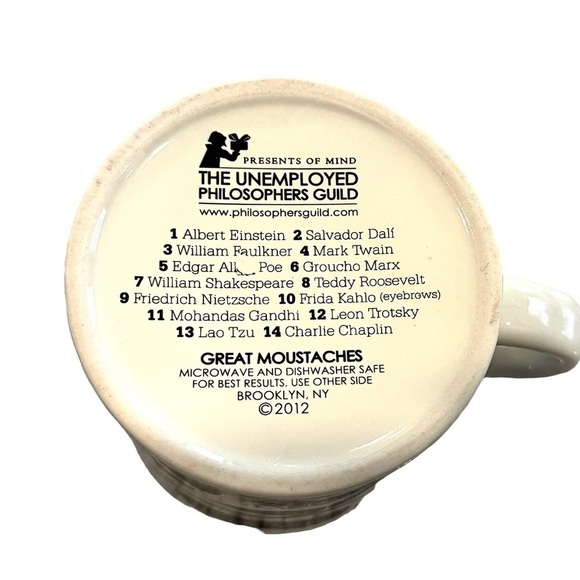 "Great Moustaches" Ceramic Coffee Mug, Unemployed Philosophers Guild, Exc. 2012 - Picture 5 of 5
